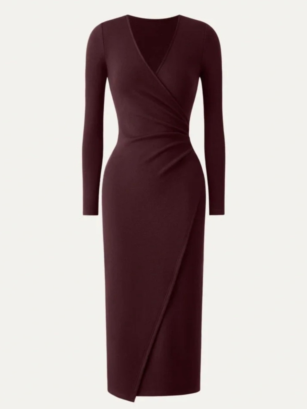 OGL Burgundy Wrap Midi Dress